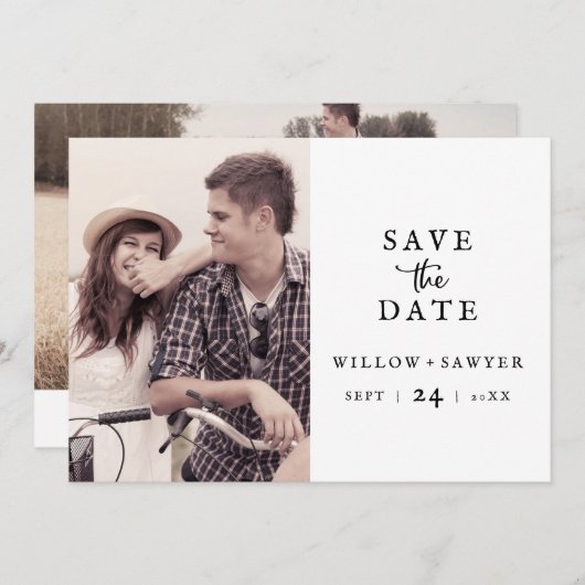 De foto van het manuscript Rustic sparen de Datum Save The Date (Voorkant / Achterkant)