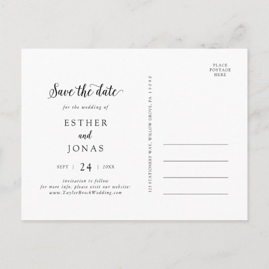 De  Foto van het Manuscript sparen de Datum Uitnodiging Briefkaart (Achterkant)