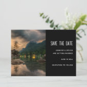 De foto van het meer van de avond - bruiloft save the date (Staand voorkant)