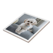 De foto van je hond, scriptnaam, in liefdevolle he tegeltje (Zijkant)