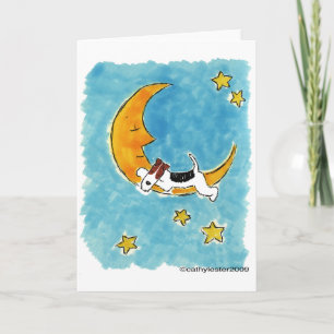 De fox-terrier van de draad op de maan kaart