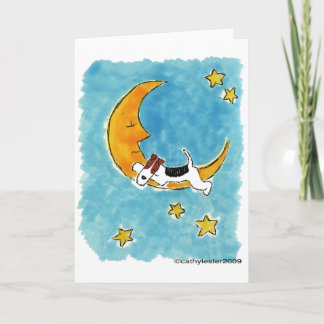 De fox-terrier van de draad op de maan kaart