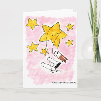 De fox-terrier van de draad swingin op een ster kaart