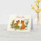 De Foxes Retro kerstscène van de klap Dank u Kaart (Gele Bloem)