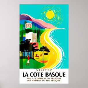 De Franse Baskische kust, vintage-reizen Poster