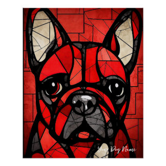 De Franse buldog hond, rood en zwart 002 - Ulises Perfect Poster