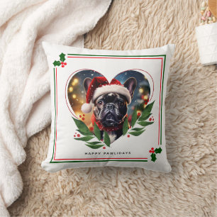 De Franse Bulldog Custom Foto Kerstmis Kussen