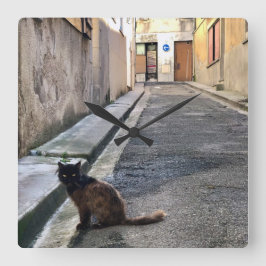 De Franse kat Vierkante Klok