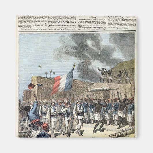 De Franse vlag die Abomey ingaat Magneet (Voorkant)