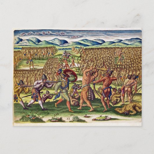 De Fransen helpen de Indiërs in strijd Briefkaart (Voorkant)