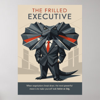 De Frilled Executive Grappige Hagedis Kunst Poster