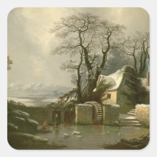De "Frozen Mill Race" Vierkante Sticker