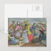 De fruitmarkt (gekleurde gravering) briefkaart (Voorkant / Achterkant)