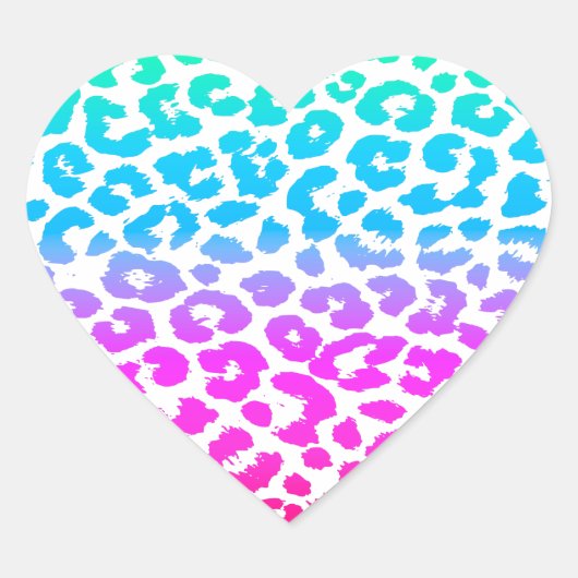 De Funky Leopard Hart Sticker (Voorkant)