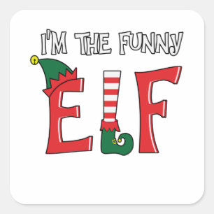 De Funny Elf Familie die Kerstpyjama aanpast Vierkante Sticker