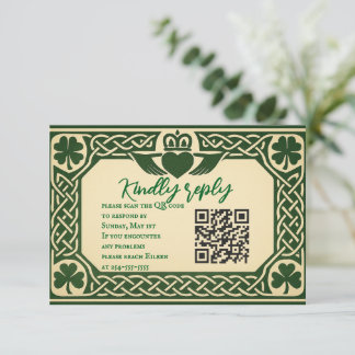 De Gaelic Seal QR Code Wedding RSVP Kaart