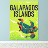 De Galapagos-eilanden hebben een oud poster. Canvas Afdruk (Insitu (Houten vloer))