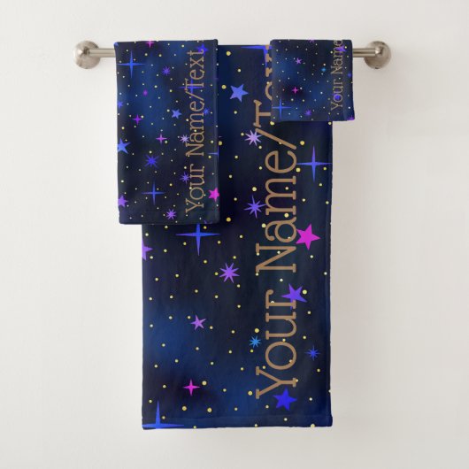 De galaxy sterren Midnight Blue Bath set Bad Handdoek (Insitu)