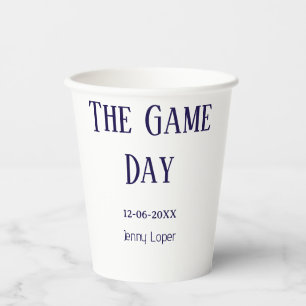 de game day voetbalclub wedstrijd naam jaar datum papieren bekers