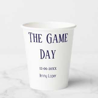 de game day voetbalclub wedstrijd naam jaar datum papieren bekers