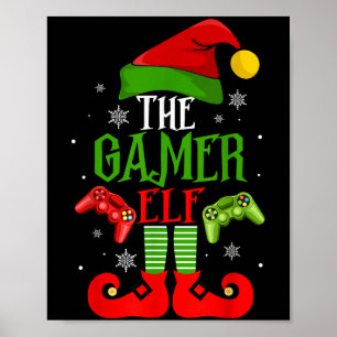 De Gamer Elf Familie Bijpassende Kerst Pijama Gelu Poster