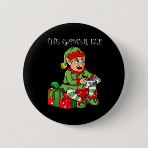 De Gamer Elf Fun Christmas Boys Kinder Tiener Gami Ronde Button 5,7 Cm