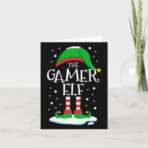De gamer Elf-kerstfamilie komt overeen met de kers Kaart