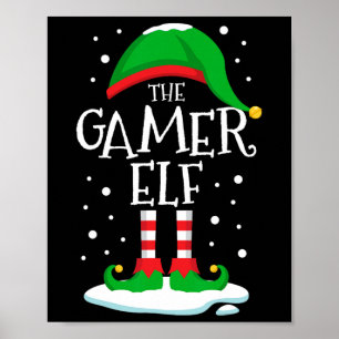 De gamer Elf-kerstfamilie komt overeen met de kers Poster