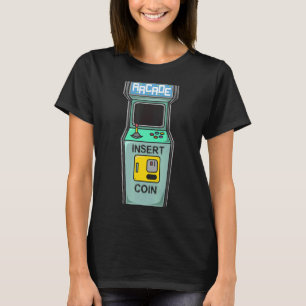De gamerretro van Arcade neemt munt in T-shirt