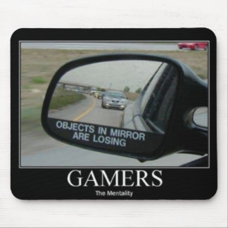 De gamersmentaliteit van de rijspiegels muismat