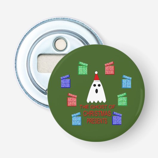 De gastheer van Kerstmis presenteert grappig Button Flesopener (Voorkant)