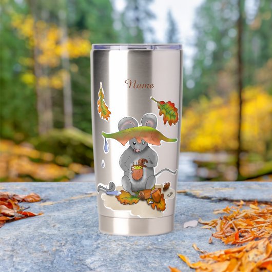 DE/GB Thermobecher/Thermal mug Herbst/Fall Maus Geïsoleerde Drinkbeker (Buiten (Gedraaid)  )