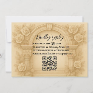 De gebeeldhouwde gelofte QR-code bruiloft RSVP-Kaa Kaart