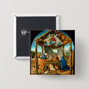 De Geboorte, beroemd schilderij van Sandro Bottice Vierkante Button 5,1 Cm