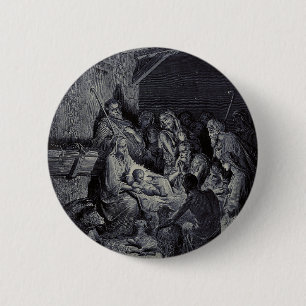 De Geboorte door Gustave Doré Premium Victoriaanse Ronde Button 5,7 Cm