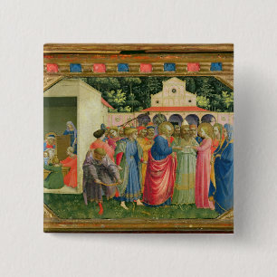 De geboorte en het huwelijk van de Maagd Vierkante Button 5,1 Cm