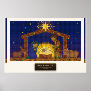 De Geboorte — kubus mozaïek Poster