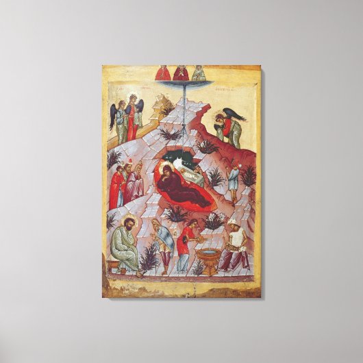 De Geboorte, Russisch icoon, 16e eeuw Canvas Afdruk (Voorkant)