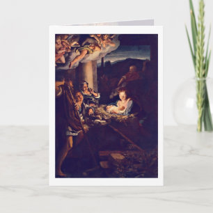 De geboorte van Christus door Antonio Allegri DA Feestdagen Kaart