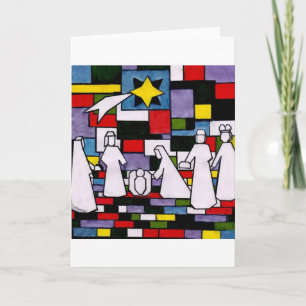 De Geboorte van Christus van Mondrian - DE Stijl - Feestdagen Kaart