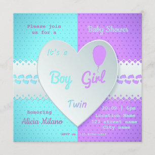 De geboorte van een tweeling Baby shower Kaart
