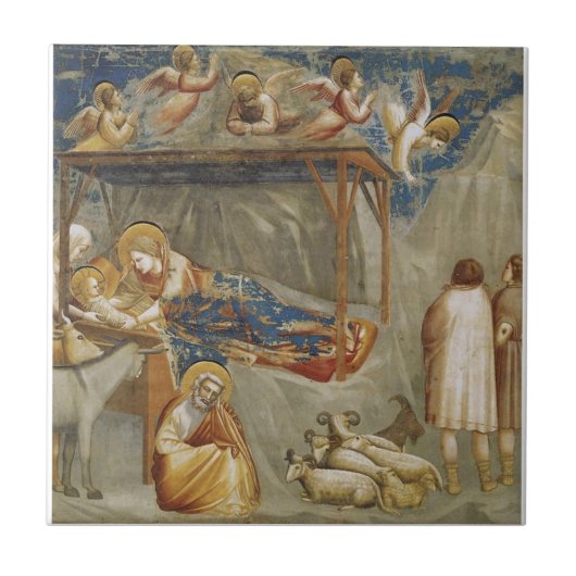 De Geboorte van Jezus Christus door Giotto Tegeltje (Voorkant)