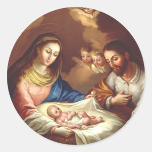 De geboorte van Jezus Christus Ronde Sticker