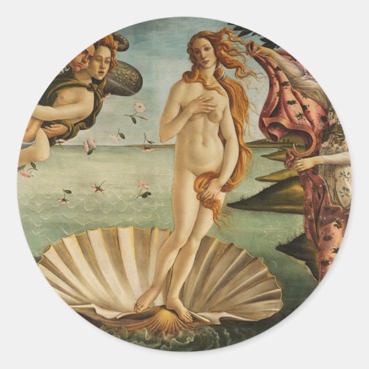 De geboorte van Venus - Sandro Botticelli Ronde Sticker (Voorkant)