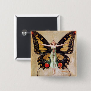 De gedaanteverandering van de Flapper Girl tot vli Vierkante Button 5,1 Cm