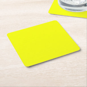 De geel kleur van de Bocht Neon past dit aan! Vierkante Kartonnen Onderzetter