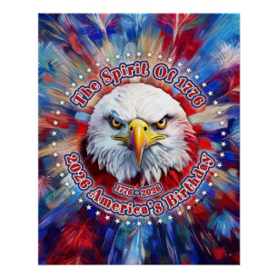 De Geest Van 1776, 2026 Amerika's Rode Adelaar Vuu Perfect Poster