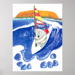 De geest van Australië - Koala Beer Wind Surfing Poster