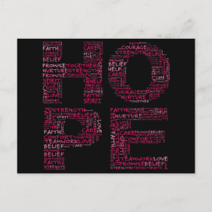 De geest van de hoop (roze tekst) briefkaart