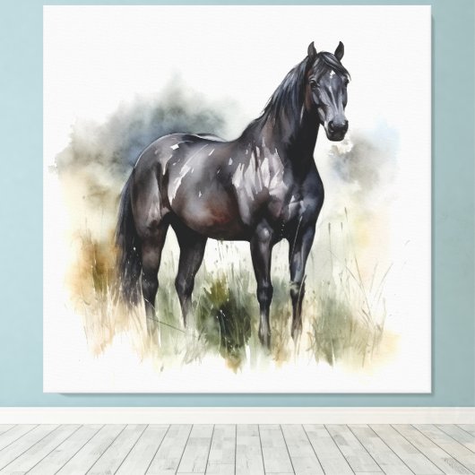 De geest van de wilde hengst canvas afdruk (Insitu (Houten vloer))